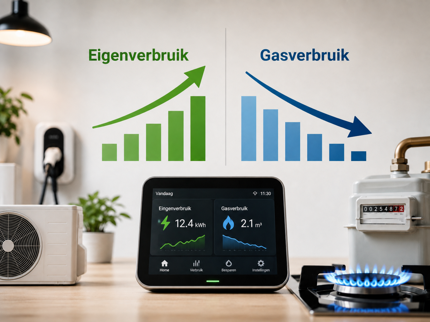 Vergelijking van energieverbruik en gasverbruik met een slimme meter