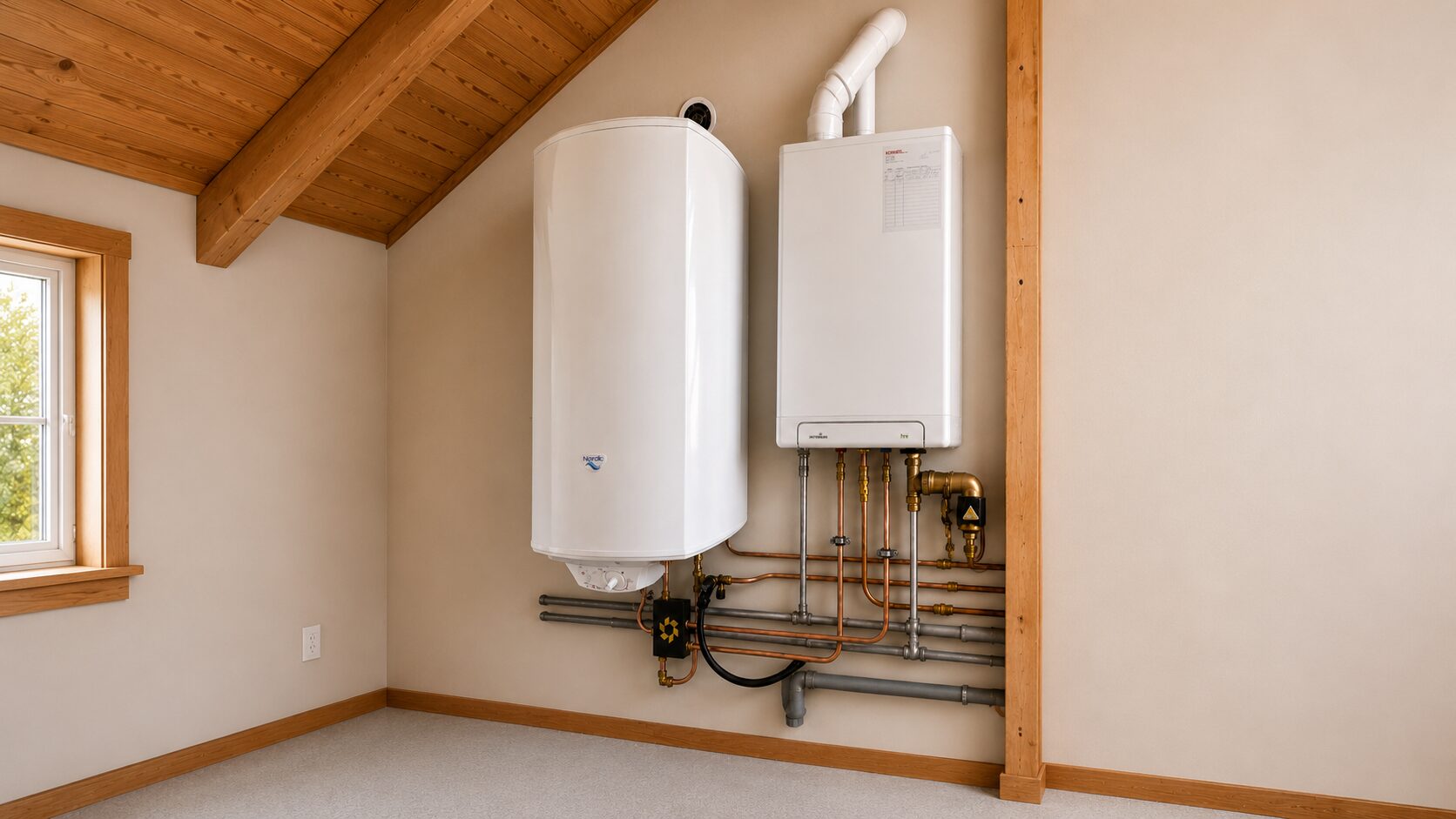 Installateur installeert een Solar-Cap warmwateraccu